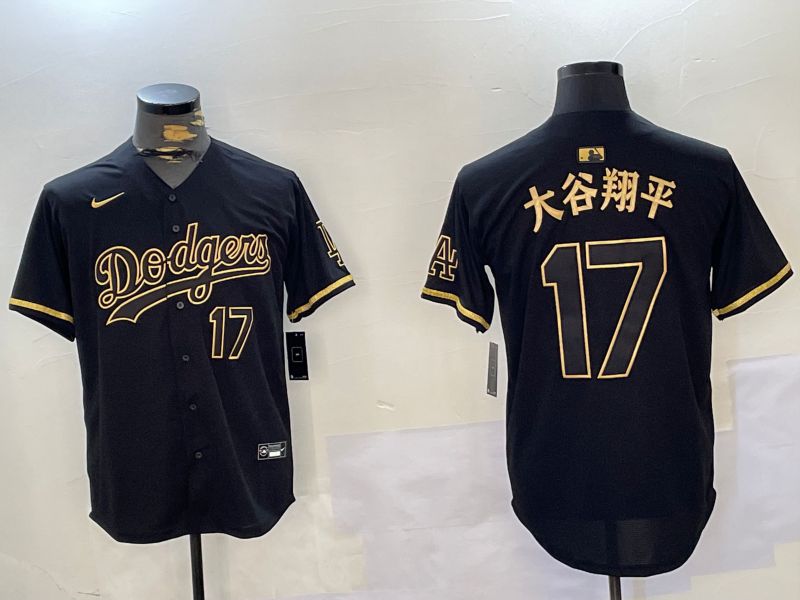 Men Los Angeles Dodgers 17 Ohtani Black Game 2024 Nike MLB Jersey style 10293
